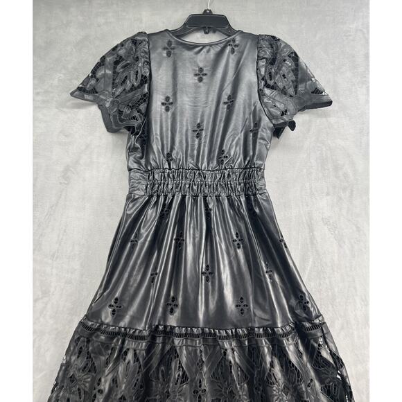 Anthropologie The Somerset Fuax Leather Edition Maxi Dress Size Small Black - Picture 10 of 16